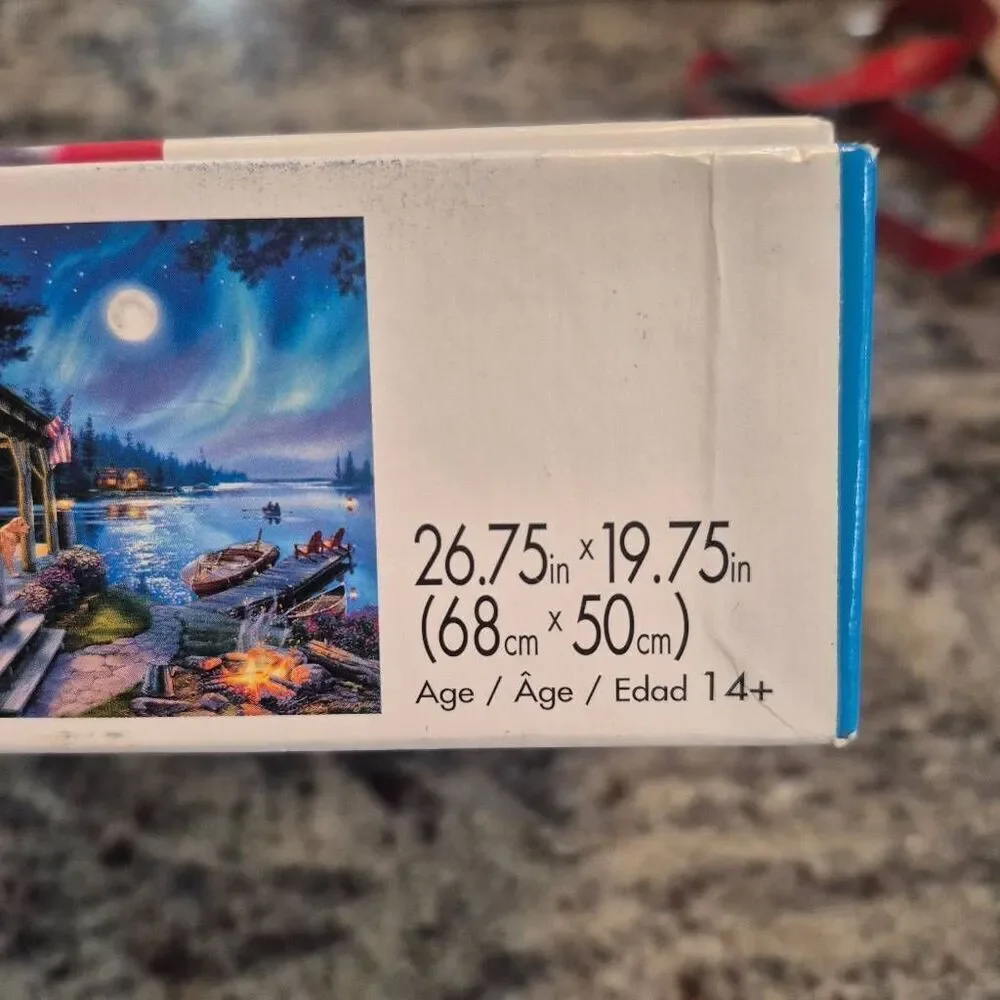 Buffalo Games Darrell Bush Moonlight Lodge 1000 pc Jigsaw Puzzle USED